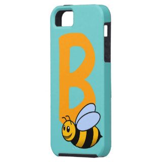 Monogram initial letter B, cute bee cartoon custom iPhone 5 Cover