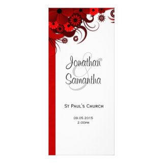 Red Hibiscus Floral Wedding Program Templates Custom Rack Card