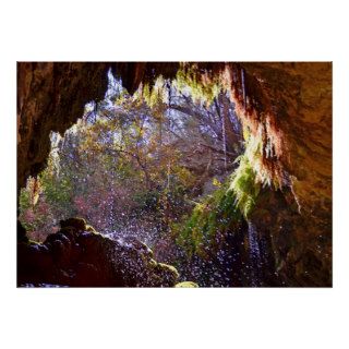 View cave behind waterfall posters