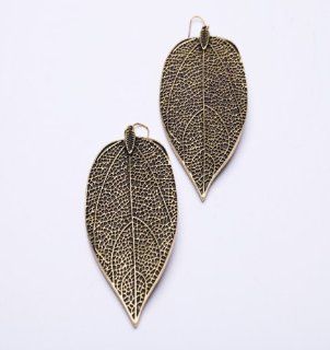 Lilly Rocket Brass Leaf Earrings Dangle Earrings Jewelry