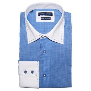 Max Lauren by BRIO Men's Blue Checkered Cotton Dress Shirt BRIO Dress Shirts