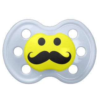 Funny Mustache Smiley Face Yellow Baby Pacifier