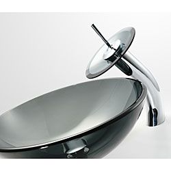 Kraus Clear Black Glass Vessel Sink and Faucet Kraus Sink & Faucet Sets