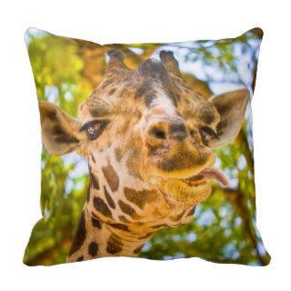 Funny Giraffe Face Throw Pillow