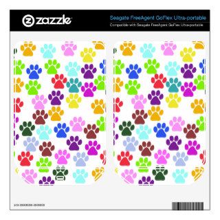 Dog Paws Trails Pawprints Red Blue Green Yellow Skin For FreeAgent GoFlex