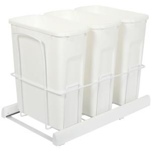Knape & Vogt 17.56 in. x 14.75 in. x 23.13 in. In Cabinet Pull Out Bottom Mount Soft Close Trash Can BSC15 3 20WH