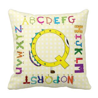 Funny Fellows™ Cartoon Character Alphabet Letter Q Throw Pillows