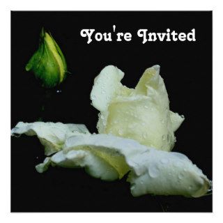 White Rosebud Flower Invitation