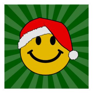 Christmas Santa Smiley Face Posters