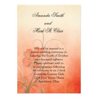 Peach Flowers Peach Texture Background Wedding Personalized Invitation