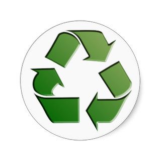 Green Recycling Logo Round Stickers