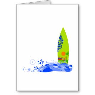 Green board in the waves greeting card