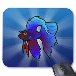 Cartoon Betta Fish / Siamese Fighting Fish Mousepad
