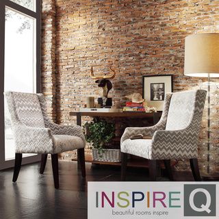 INSPIRE Q Jourdan Grey Chevron Sloped Arm Hostess Chair INSPIRE Q Dining Chairs