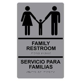 ADA Family Restroom Bilingual Braille Sign RRB 165 BLKonGray Restrooms  Business And Store Signs 