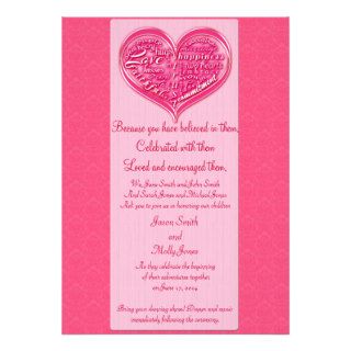 Pink Romantic Words Heart Wedding Invitations