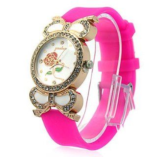 Women's Butterfly Design Casual Silicone Band Analog Quartz Wrist Watch(Rose)  Sports Fan Watches  Sports & Outdoors