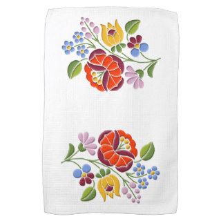 Kalocsa Embroidery Hungarian Folk Art Kitchen Towels
