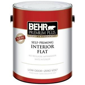 BEHR Premium Plus 1 gal. Swiss Coffee Flat Zero VOC Interior Paint 101201
