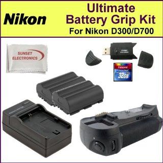 Ultimate Battery Grip Kit for the Nikon D300/D700 Digital SLR Cameras Includes MB D10 Replacement Battery Grip, 2 Replacement Batteries, Battery Charger, 32 GB Class 10 SDHC Memory Card, Card Reader and Cleaning Cloth  Camera & Photo