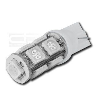 LED T10 W 5050 9SMD LED WH, T10 Adapter 5050 194 168 W5W 9 SMD 12V Bright White Led Wedge Light for Interior Dome Lamp Trunk Door Panel Center Map Console Bulb Automotive