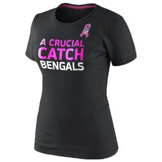 Nike Cincinnati Bengals Womens Breast Cancer Awareness Attitude T Shirt   Black  Sports Fan T Shirts  Sports & Outdoors