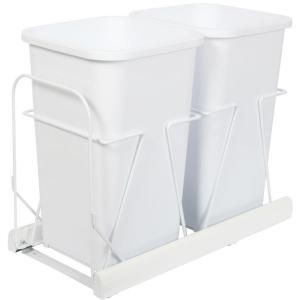 Knape & Vogt 18.81 in. x 11.75 in. x 23.13 in. In Cabinet Pull Out Bottom Mount Soft Close Trash Can BSC12 2 27WH