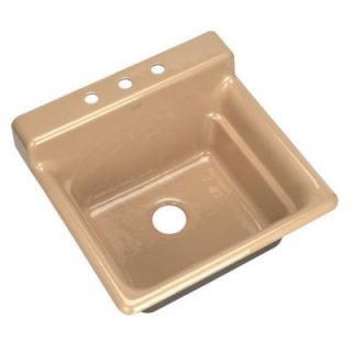KOHLER Bayview Self Rimming Cast Iron 25.5x24x18.625 3 Hole Utility Sink in Mexican Sand K 6608 3 33