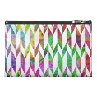 White and Multicolor Abstract Graphic Pattern. Travel Accessories Bag