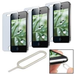 4 piece Sim Card Eject Pin with LCD Screen Protector for iPhone 4 Eforcity Other Cell Phone Accessories