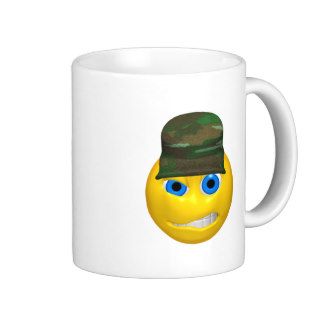 Smiley Emoticon Military Coffee Mugs