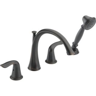 Delta Lahara 2 Handle Deck Mount Roman Tub and Shower Faucet Trim Kit Only in Venetian Bronze (Valve Not Included) T4738 RB