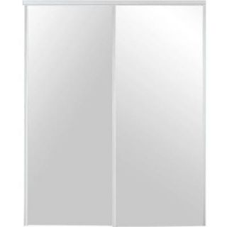 TRUporte 230 Series 60 in. x 80 in. Steel White Mirror Sliding Door 341410