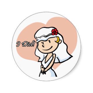Cute "I did" Cartoon Bride Stickers