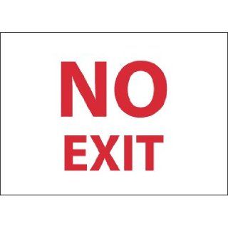 NMC M199A Fire Sign, Legend "NO EXIT", 10" Length x 7" Height, Aluminum 0.040, Red on White Industrial Warning Signs