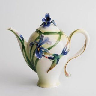 Franz Porcelain Long Tail Hummingbird Design Teapot Kitchen & Dining