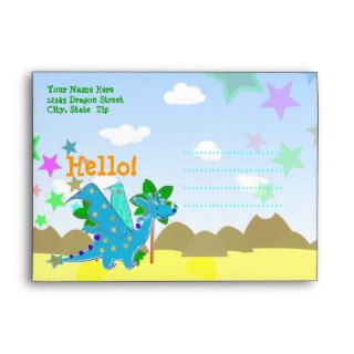Hello Cute Cartoon Dragon Kids Envelopes