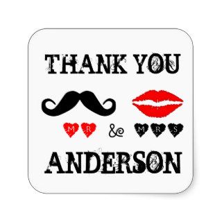 Mr. & Mrs. Lips & Mustache Wedding Favor Stickers