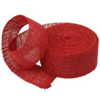2 Inch Burlap Jute Ribbon for Party Decorations, Rustic Wedding Decor, Craft Projects   Red Health & Personal Care