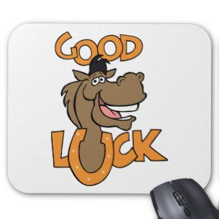 Good Luck ~ Smiling Horse Shoe Word Play Mousepad