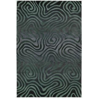Hand tufted Teal Contour Abstract Zebra Print Rug (3'6 x 5'6) Nourison 3x5   4x6 Rugs