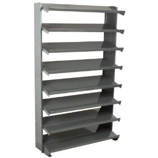 Akro Mils APRS Single Sided Powder Coated Steel Floor Pick Rack with Sloped Shelves for 12 Inch Long Plastic Bins   Garage Shelves  