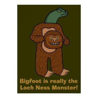 Funny Bigfoot Loch Ness Monster Posters