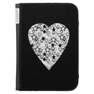Black and White Heart. Patterned Heart Design. Kindle Keyboard Cases