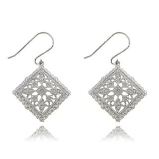 Finesque Sterling Silver 1/10ct TDW Diamond Filigree Dangle Earrings Finesque Diamond Earrings
