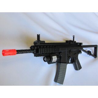 *Spring Powered Para Style Mini M249 Para Airsoft Gun 200 FPS Airsoft Rifle With Bipod, Laser, 800 Count Grenade BB's, FREE PISTOL, and 21" Airsoft UZI FPS 209 Shoots HARD  Sports & Outdoors