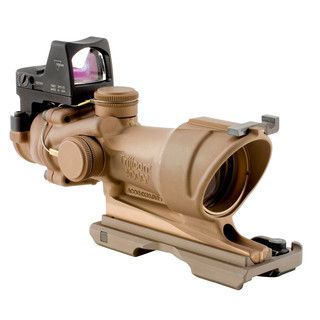 Trijicon ACOG 4x32 Dark Earth Brown Scope, Center Illumination Amber Crosshair Reticle with 3.25 MOA RMR Sight Trijicon Red Dots, Lasers & Lights