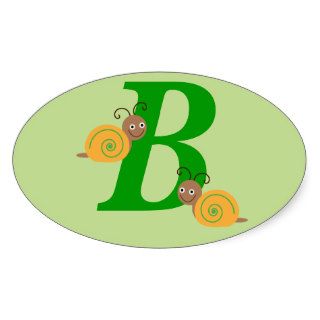 Monagram letter B brian the snail oval stickers