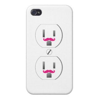 Wall Outlet w/Pink Mustache Design iPhone 4/4s iPhone 4 Cover