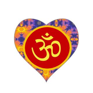 Om Ohm Aum Hindu Buddhist Meditation Mandala Heart Stickers